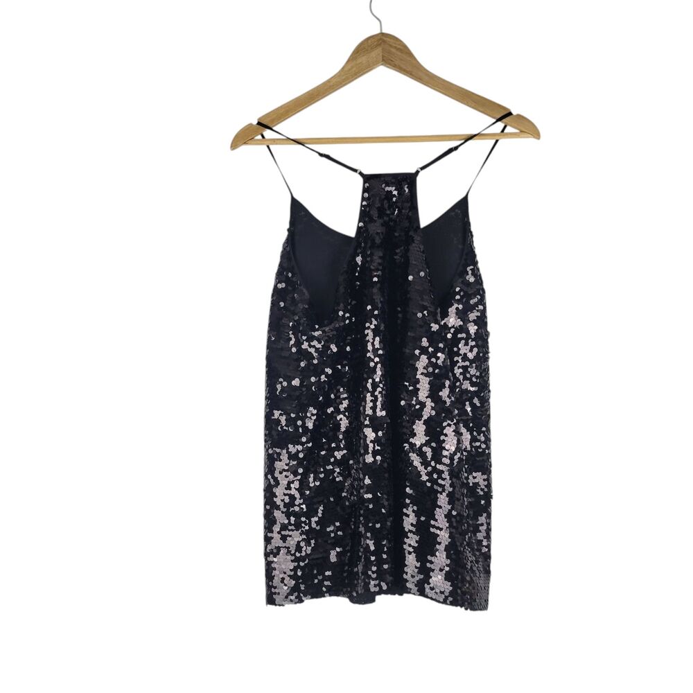 J Crew Camisole Tank Top Womens size 10 Sequin Black Lined Party Holiday NEW